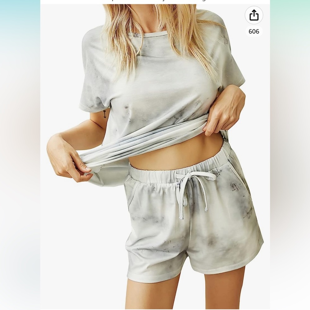 Hocosit Gray Tie Dye Sleepwear Set Medium